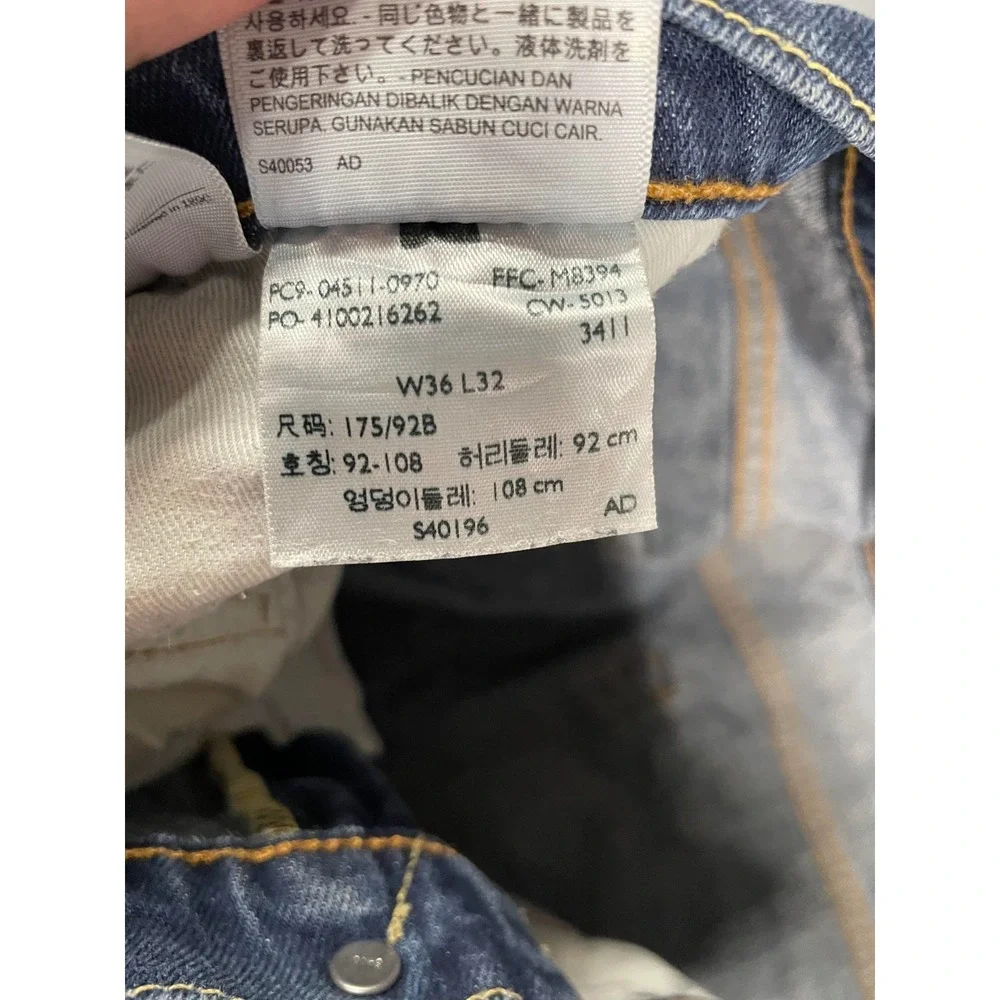 Levis 511 Jeans Mens 36X32 Blue Medium Dark‎ Wash Denim Slim Straight Fit Faded